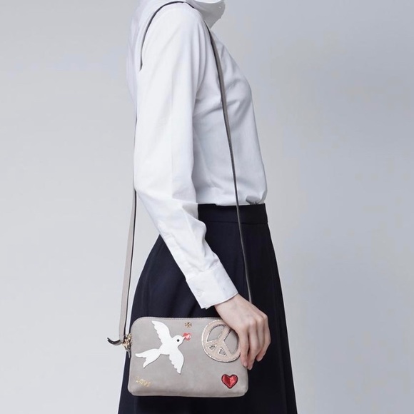 Authentic Tory Burch Suede Peace Embellished Crosb - Picture 8 of 8